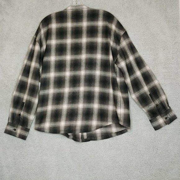 Treasure‎ & Bond Womens Button Front Shirt Black Gray Baring Plaid Cotton L New - Picture 2 of 10